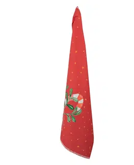 Utěrky Červená bavlněná utěrka s lízátky Happy Little Christmas - 50*70 cm Clayre & Eef HLC42-1