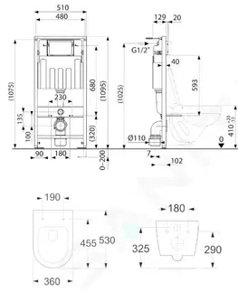 Záchody Kielle Genesis Set předstěnové instalace, klozetu se sedátkem softclose a tlačítka Gemini III, bílá lesk 30505SS15