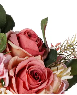 Květiny Pugét růží a hortenzií, starorůžová, 20 x 28 cm