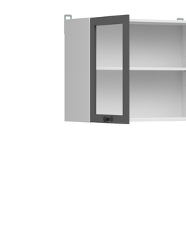 Kuchyňské linky JAMISON, vitrína horní 80 cm, bílá/grafit