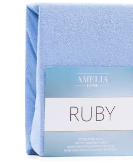 Prostěradla Froté prostěradlo s gumou AmeliaHome Ruby světlé modré, velikost 160-180x200+30
