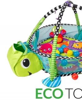 Hračky pro nejmenší ECOTOYS Vzdělávací hrací deka s míčky Eco Toys - želva