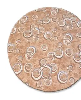 Koberce a koberečky Dywany Lusczow Kulatý koberec DROPS Bubbles béžový, velikost kruh 170