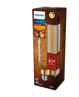 LED žárovky Philips Vintage LED žárovka E27 T65 7W 470lm 1800K stmívatelná, gold
