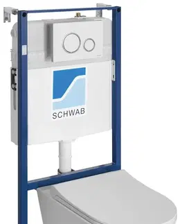 Záchody SAPHO Závěsné WC AVVA Rimless s podomítkovou nádržkou a tlačítkem Schwab, bílá 100314-SET5