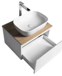 Koupelnový nábytek AQUALINE ALTAIR skříňka s deskou 58 cm, bílá/dub emporio AI263-02