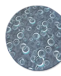 Koberce a koberečky Dywany Lusczow Kulatý koberec DROPS Bubbles šedo-modrý, velikost kruh 150