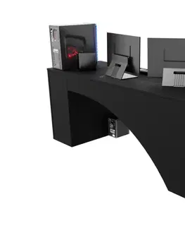 Herní stoly Expedo Počítačový rohový stůl CARAMBOL, 185x74x135, černá, levá