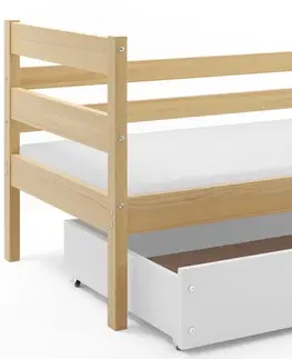 Postele BMS Dětská jednolůžková postel s úložným prostorem ERYK | borovice Barva: Borovice / bílá, Rozměr: 200 x 90 cm
