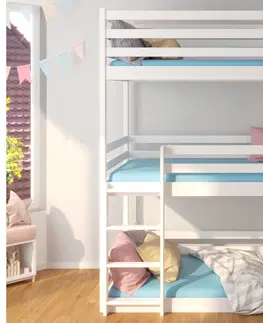 Dětské pokoje Expedo Dětská patrová postel TEDROS + 3x matrace, 80x180, borovice