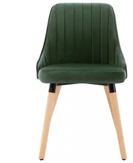 Židle Jídelní židle 2 ks samet / buk Dekorhome Žlutá