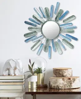 Bytové doplňky a dekorace Wallity Nástěnná kovová dekorace MIRROR SUN modrá
