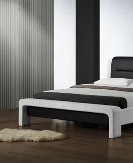 Postele HALMAR Čalouněná postel Cassandra 160x200 dvoulůžko - bílo-černá