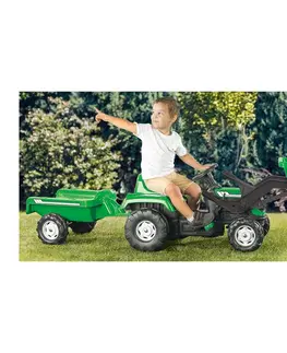 Dětská vozítka a příslušenství Dolu Šlapací traktor Ranchero s vlečkou a nakladačem, zelená
