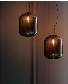 Moderní závěsná svítidla Nova Luce Originální závěsné svítidlo Hunter se stínidlem z kouřového skla - 1 x 40 W, pr. 250 x 300 mm NV 9120668