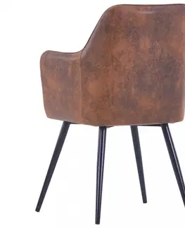 Židle Jídelní židle 2 ks umělá kůže Dekorhome Broušená hnědá
