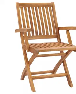 Zahradní židle Zahradní židle 2 ks teak / látka Dekorhome Tmavě zelená