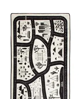 Koberce a koberečky Conceptum Hypnose Dětský koberec Black City 100x160 cm bílý/černý