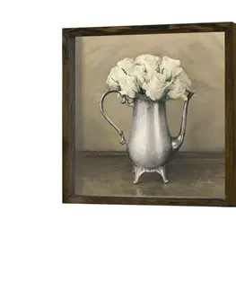 Obrazy Wallity Nástěnný obraz Rose 34x34 cm béžová/bílá