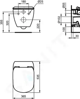 Záchody IDEAL STANDARD Tesi Závěsné WC se sedátkem SoftClose, AquaBlade, bílá T354601