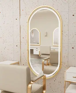 Koupelnová zrcadla REA Zrcadlo LED OLL 60x90 cm Brush Gold HOM-02509