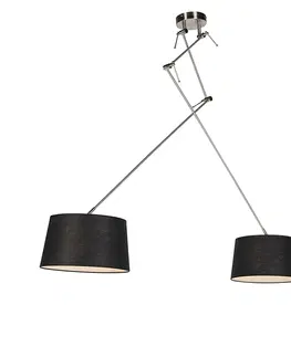 Zavesna svitidla Závěsná lampa s lněnými odstíny černé 35 cm - ocel Blitz II