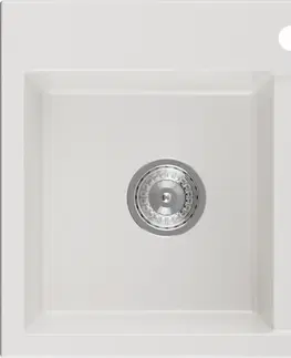 Sifony k pračkám MEXEN Hektor granitový dřez 2-bowl 800 x 480 mm, bílá, sifon chrom 6521802000-20