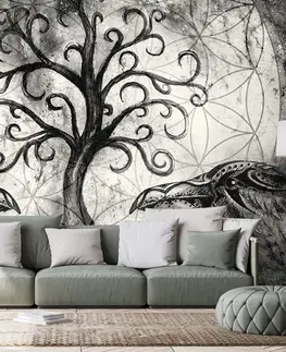 Černobílé tapety Tapeta černobílý magický strom života