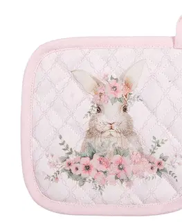 Chňapky Bavlněná dětská chňapka - podložka s králíčkem Floral Easter Bunny - 16*16 cm Clayre & Eef FEB45K