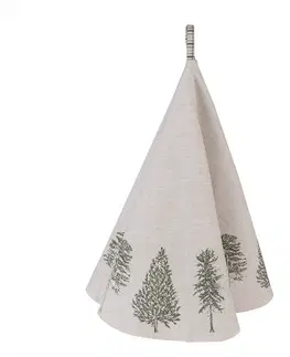 Utěrky Béžová bavlněná kulatá utěrka se stromky Natural Pine Trees - Ø 80 cm Clayre & Eef NPT48
