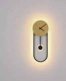Nástěnná svítidla Globo LED nástěnné světlo Sussy s hodinami, černá/zlatá