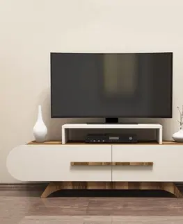 TV stolky Kalune Design TV stolek ROSE 145 cm ořech/krémovo-bílý