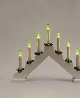 Vánoční svícny Exihand Adventní svícen 2262-210 dřevěný bílý, 7x34V/0,2W LED Filament zelený