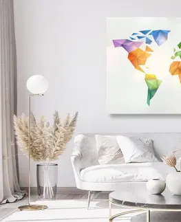 Obrazy na korku Obraz na korku barevná mapa světa ve stylu origami