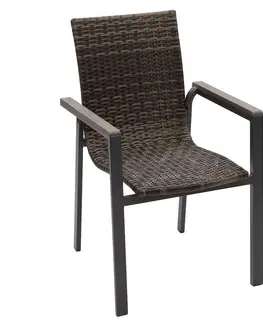 Zahradní židle a křesla Zahradní ratanové křeslo pevné CALVIN (šedé)