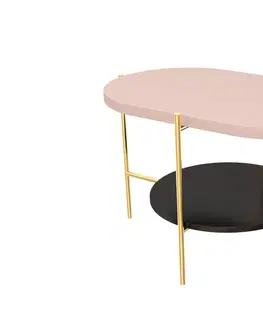 Konferenční stolky Expedo Konferenční stolek RING, 80x50x50, růžová/zlatá