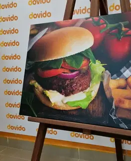 Obrazy jídla a nápoje Obraz hamburger s hranolky