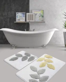Koupelnové předložky L'essentiel Sada 2 kusů koupelnových předložek Flower bílo-šedo-žlutá