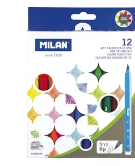 Hračky MILAN - Fixy s kulatým hrotem fine 2 mm - sada 12 ks