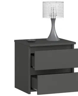 Noční stolky Ak furniture Noční stolek CL2 s 2 zásuvkami grafitově šedý