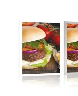 S kuchyňským motivem Plakát americký hamburger