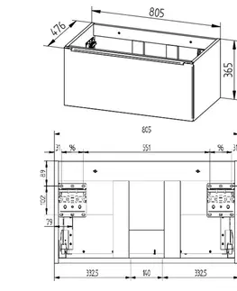 Koupelnový nábytek MEREO Mailo, koupelnová skříňka s keramickým umyvadlem 81 cm, antracit, chrom madlo CN536