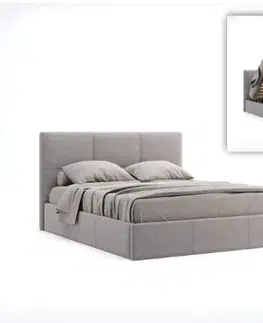 Postele 3kraft Dvoulůžková čalouněná postel Lily 160x200 se zvedacím roštem šedá