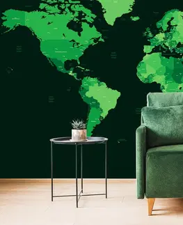 Samolepící tapety Samolepící tapeta detailní mapa světa v zelené barvě