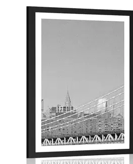 Černobílé Plakát s paspartou mrakodrapy v New Yorku v černobílém provedení
