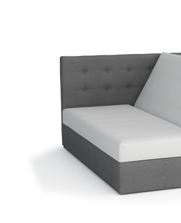 Postele Čalouněná postel CESMIN 180x200 cm, hnědá se vzorem/krémová