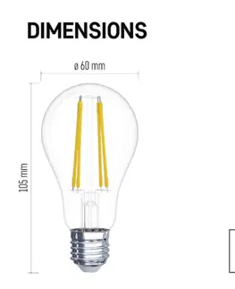 LED žárovky EMOS LED žárovka Filament A60 / E27 / 3,8 W (60 W) / 806 lm / neutrální bílá ZF5148