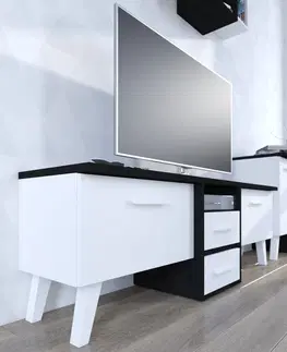TV stolky ArtCross TV stolek NORDIS-14 | 3D Barva: craft zlatý/bílý