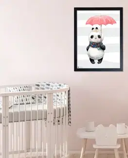 Obrazy do dětského pokoje Obrázek Pandy s červeným deštníkem