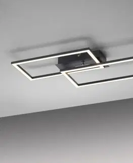 LED stropní svítidla LEUCHTEN DIREKT is JUST LIGHT LED stropní svítidlo, černá, Switchmo, podlouhlé, ploché krokově stmívatelné 3000K